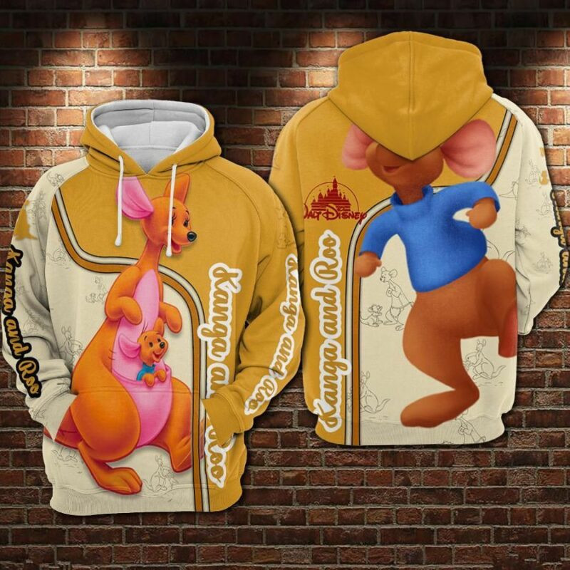 Kanga And Roo Cartoon Winnie The Pooh Movies Over Print 3d Hoodie Zip Hoodie