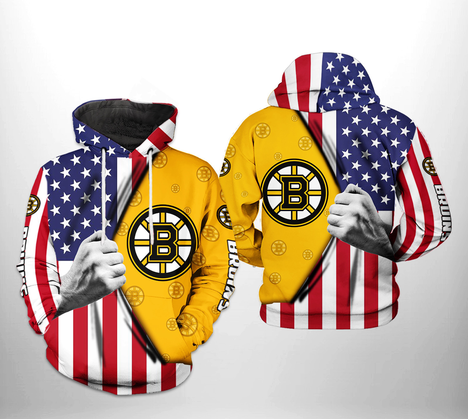 Boston Bruins US FLag 3D All Over Print Hoodie & Zip Hoodie