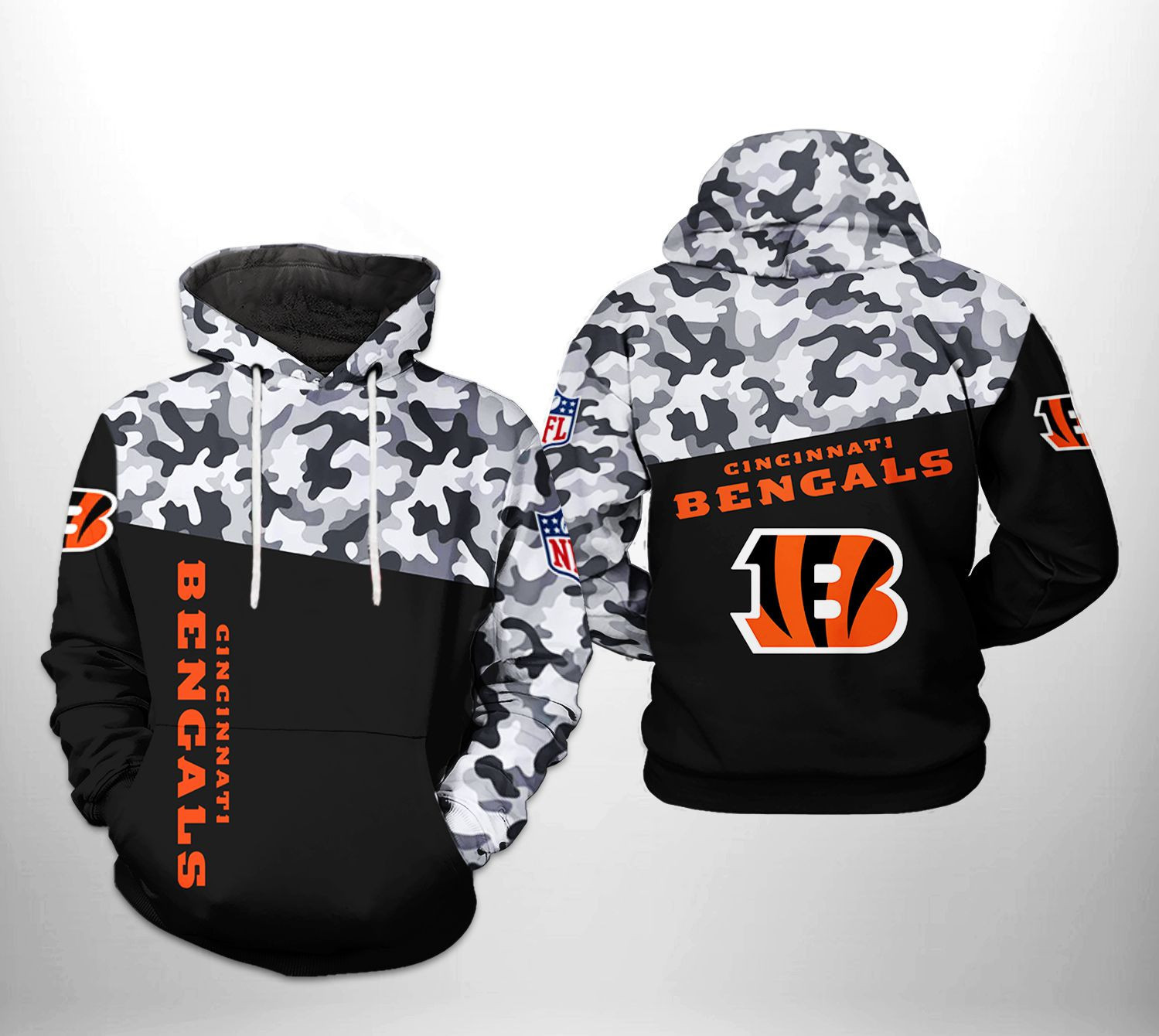 Cincinnati Bengals Camo Veteran Team 3D All Over Print Hoodie & Zip Hoodie
