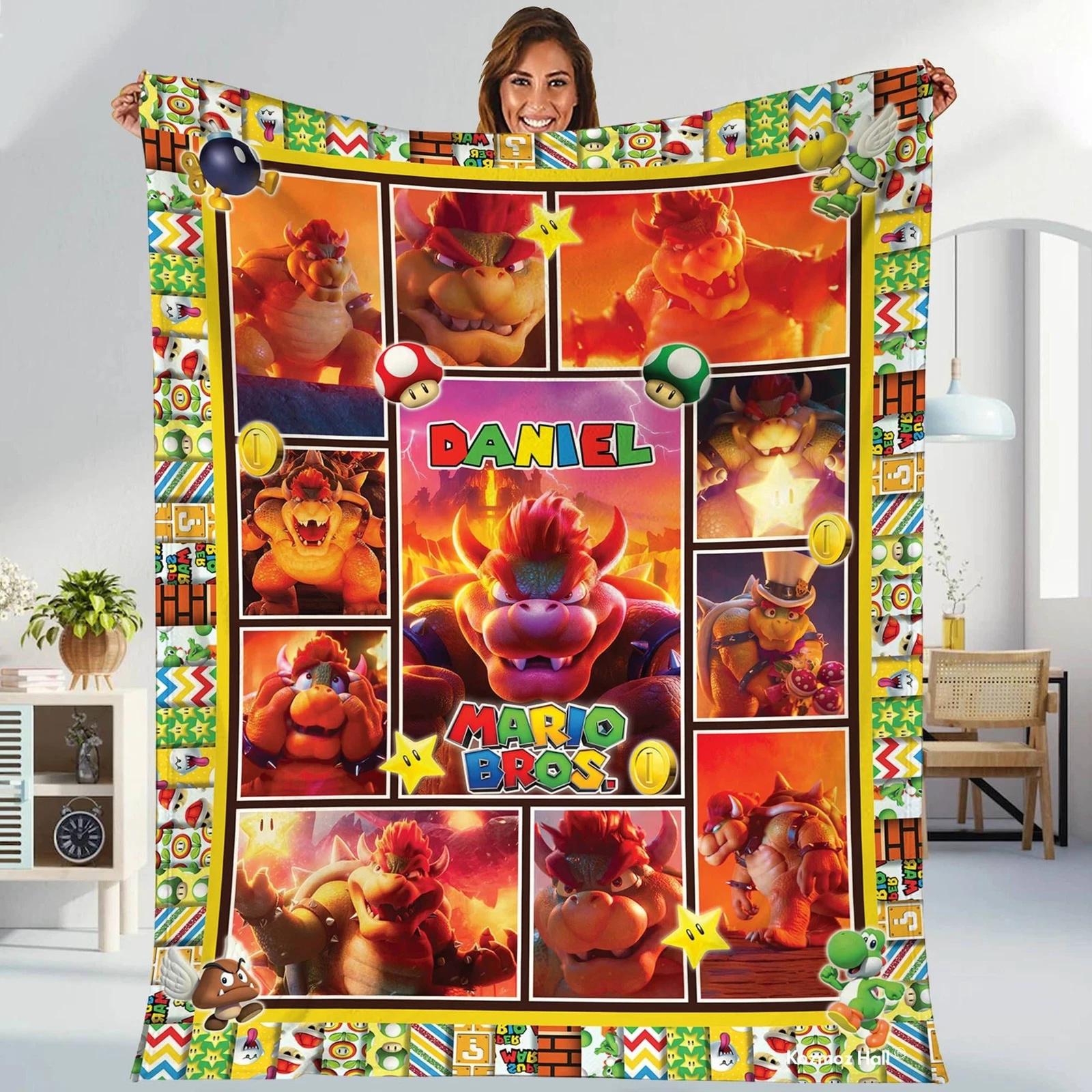 Super Mario Bros Bowser Blanket Bowser Princess Peach Fleece Sherpa Blanket