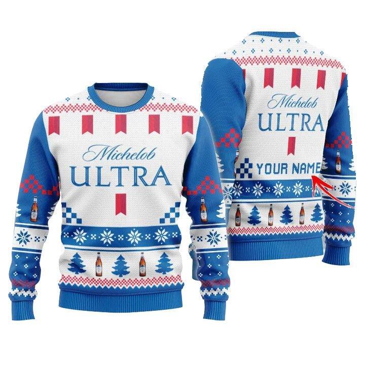 Personalized Michelob Ultra Christmas Star Ugly Christmas Sweater