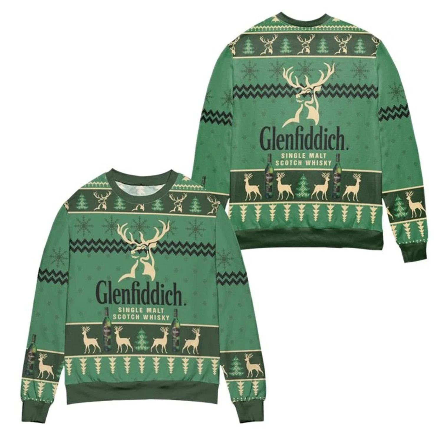 Glenfiddich Single Malt Scotch Whisky Ugly Christmas Sweater