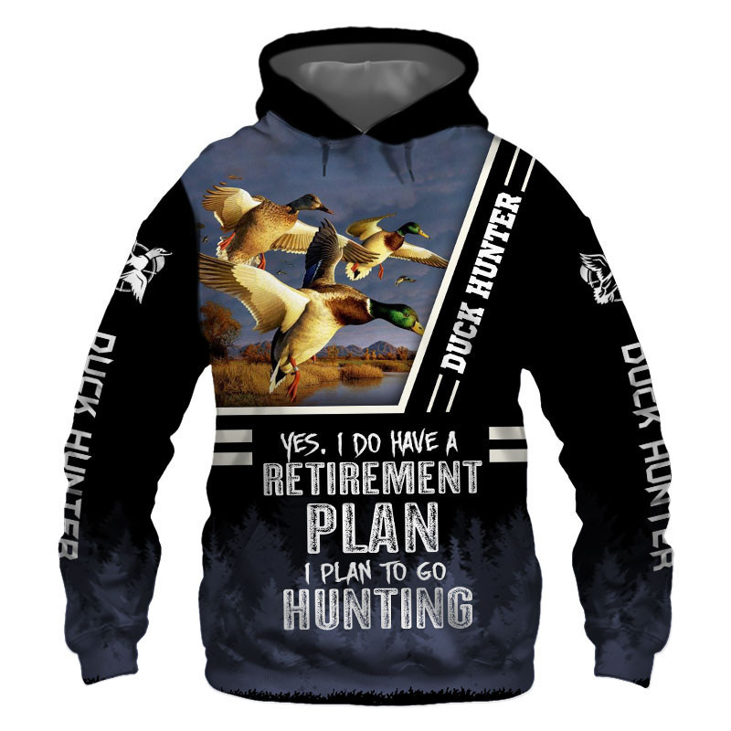 Duck Hunter Yes I Do Have A Retirement Plan Black 3D All Over Print Hoodie & Zip Hoodie