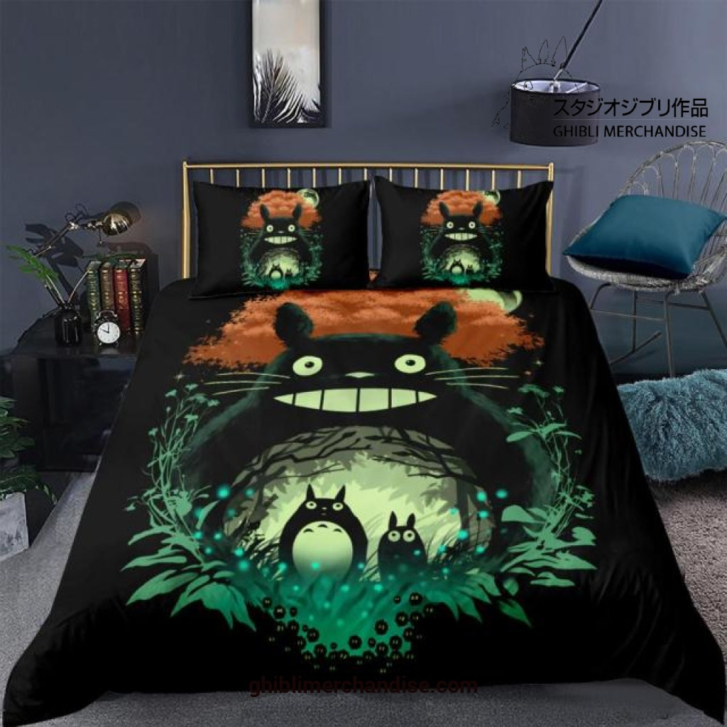 SGhibli Bedding Set Totoro In Dark Forest Art Duvet Covers