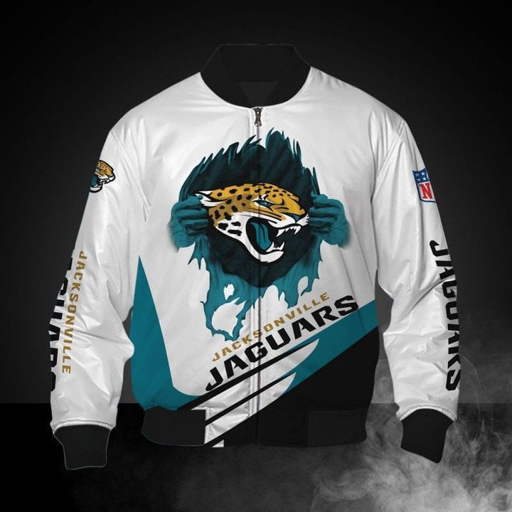Jacksonville Jaguars White Teal Bomber Jacket
