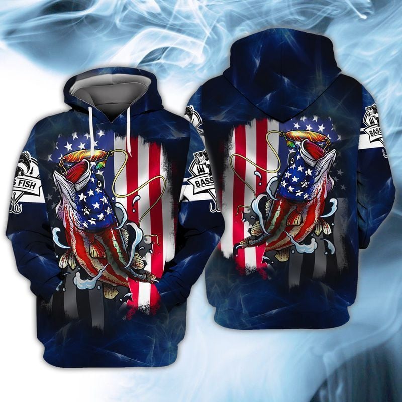 4th Of July Independence Day American Flag Bass Fishing  3d Hoodie Zip Hoodie