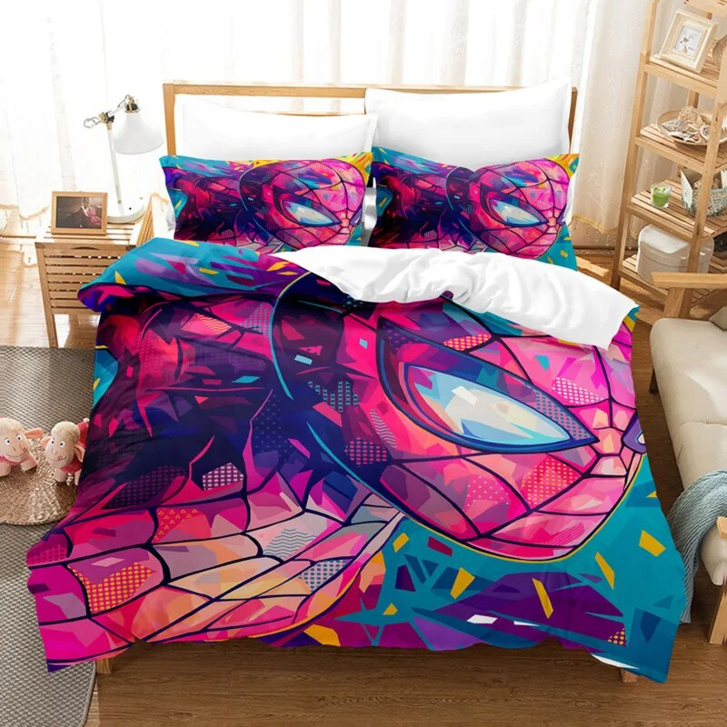 Spiderman Bedding Set MV Spiderman Art Neon Light Duvet Covers