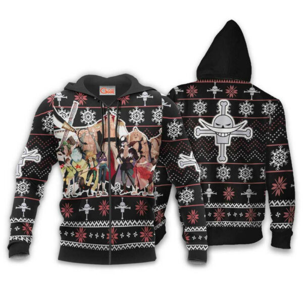 Whitebeard Pirates Ugly Christmas Sweater One Piece Anime 1k489 Cartoon Graphic Outfits Aop 3d Hoodie, Zip Hoodie 2117