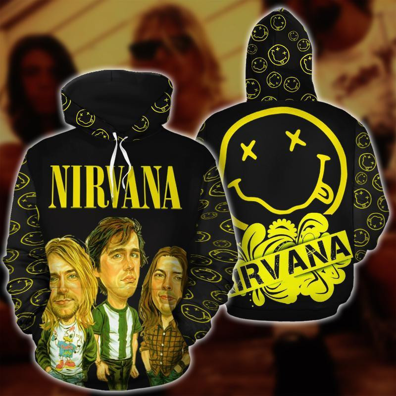 Nirvana Rock Band Fan Gift, Nirvana Logo All Over Print Hoodie