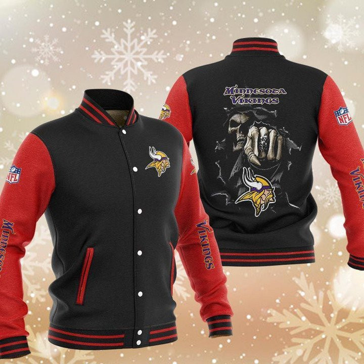 Minnesota Vikings Black Red Hades Baseball Jacket