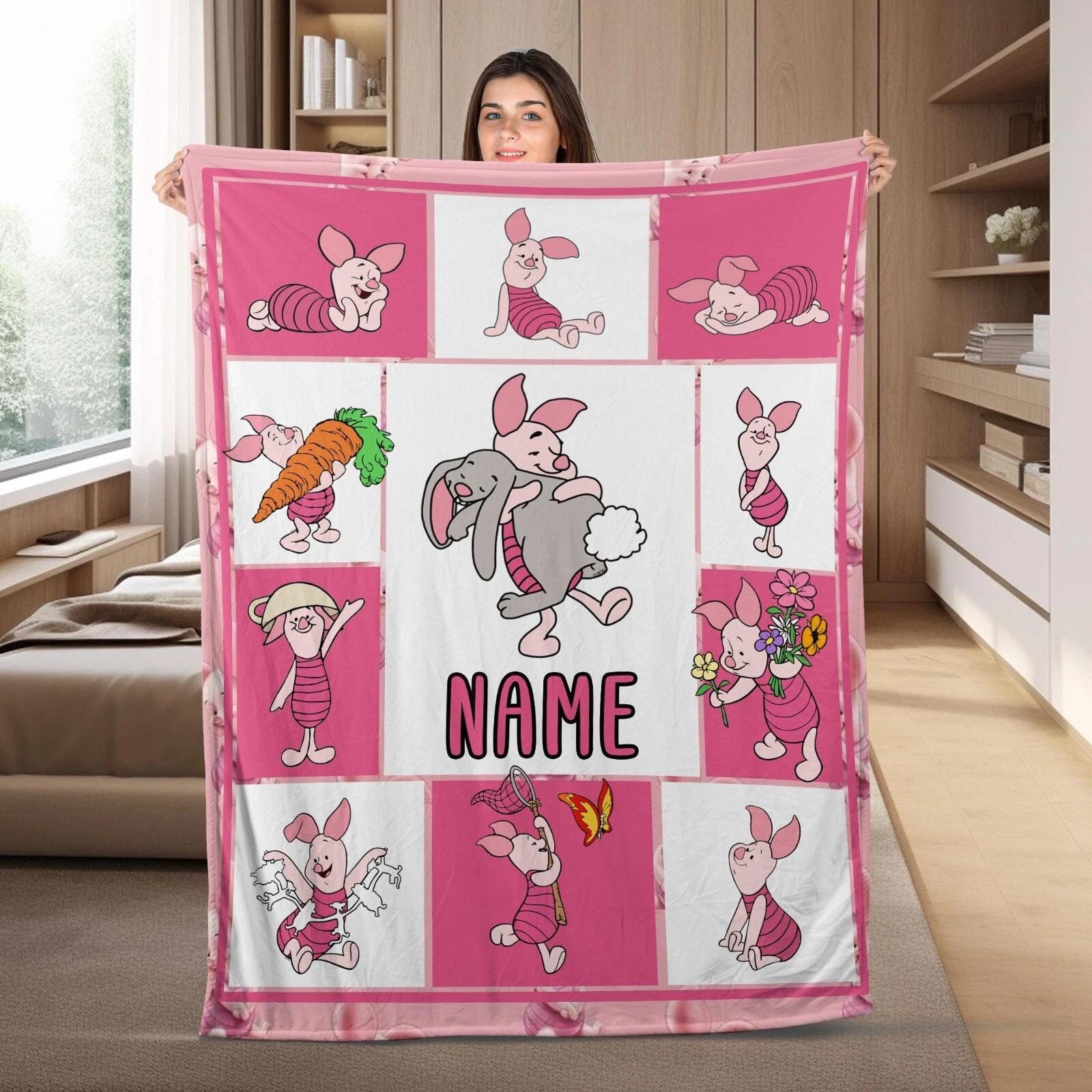 Personalized Piglet Blanket Winnie Pooh Piglet Fleece Blanket Winnie The Pooh Fleece Sherpa Blanket