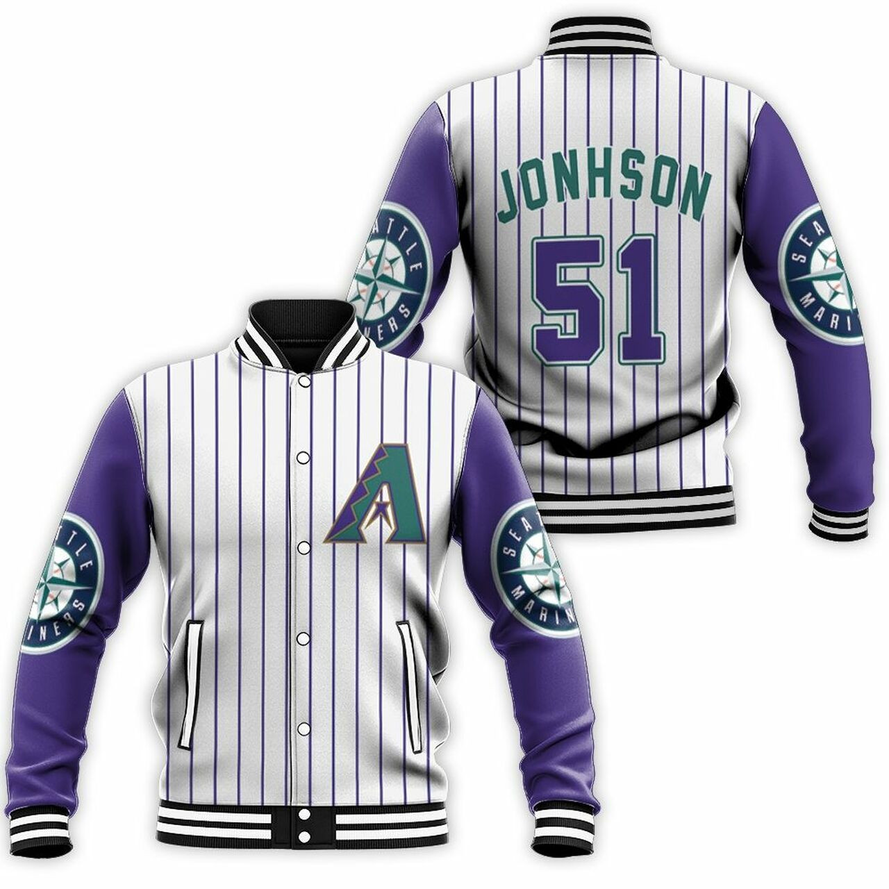 Arizona Diamondbacks White Purple Baseball Jacket