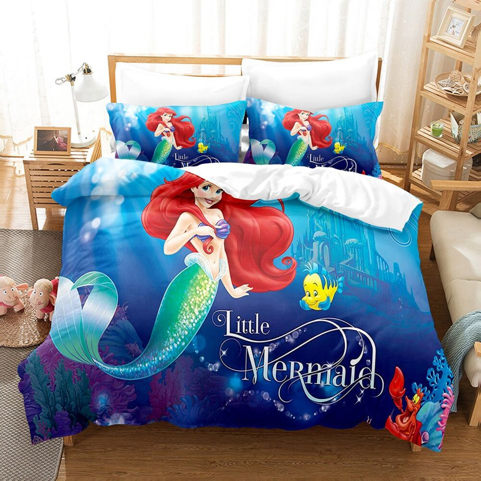 Little Mermaid Bedding Set DN Princess Ariel And Flounder Duvet Covers