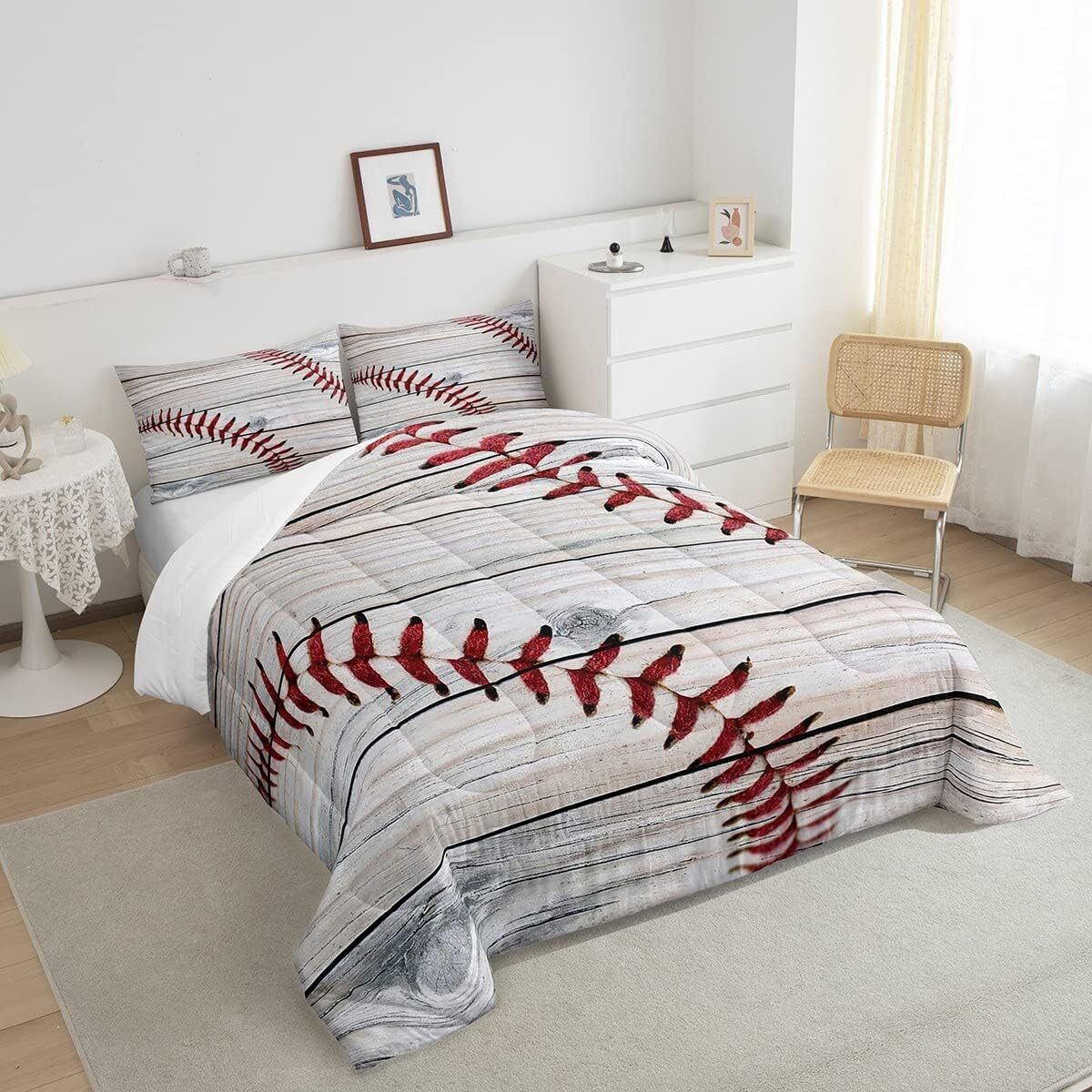 Baseball Bedding Set Baseball Stitckes Pattern Duvet Covers