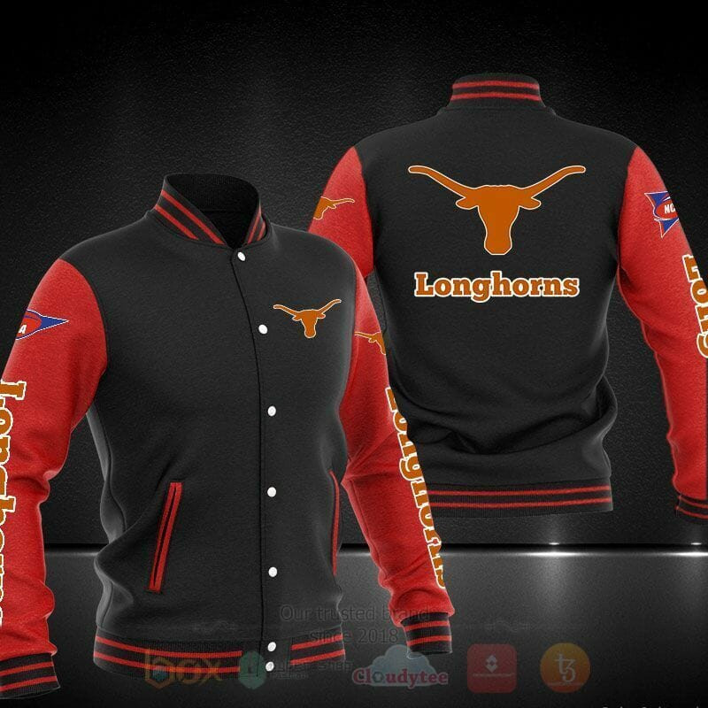 Texas Longhorns Black Red Baseball Jacket
