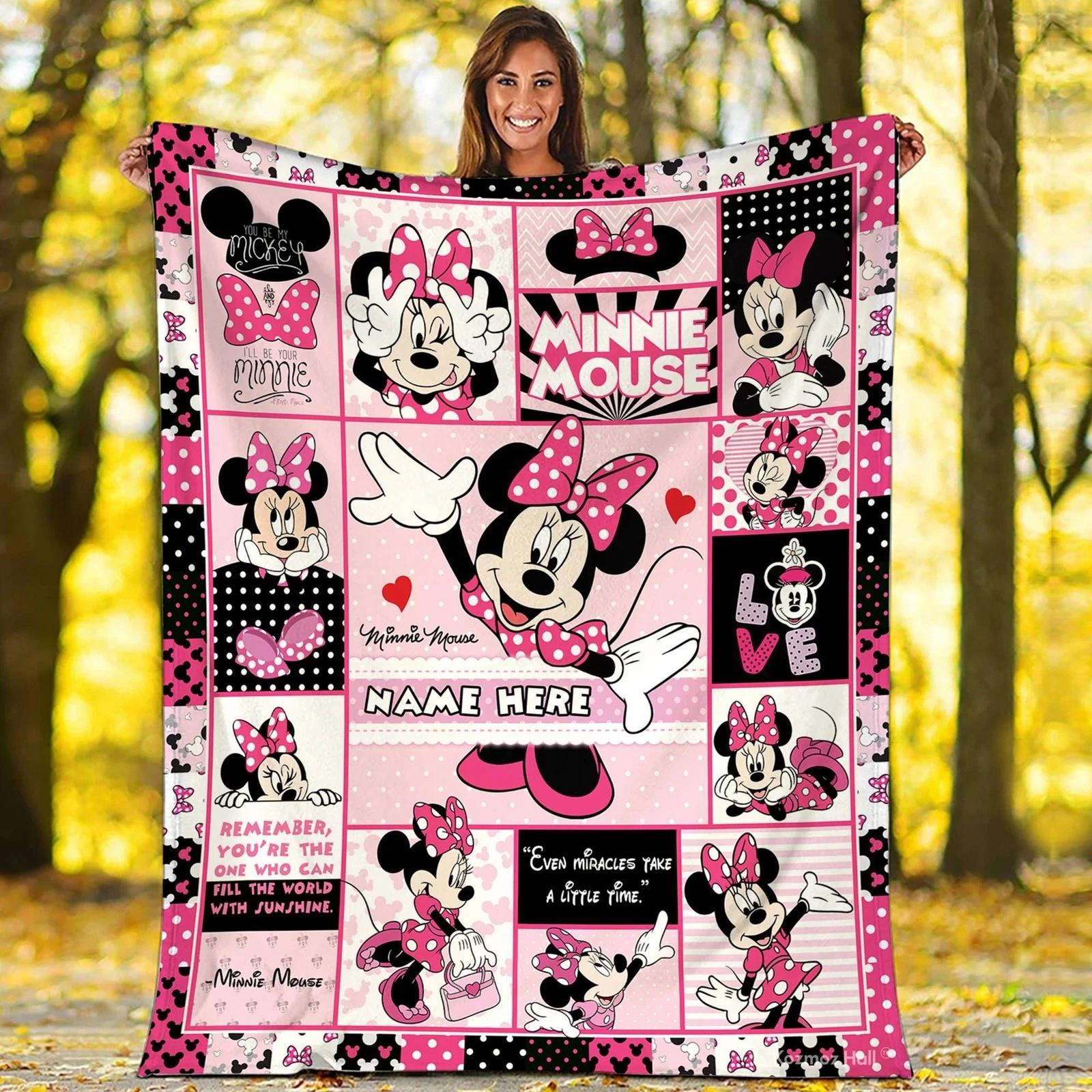 Personalized Minnie Mouse Blanket  Minnie Mouse Fleece Sherpa Blanket