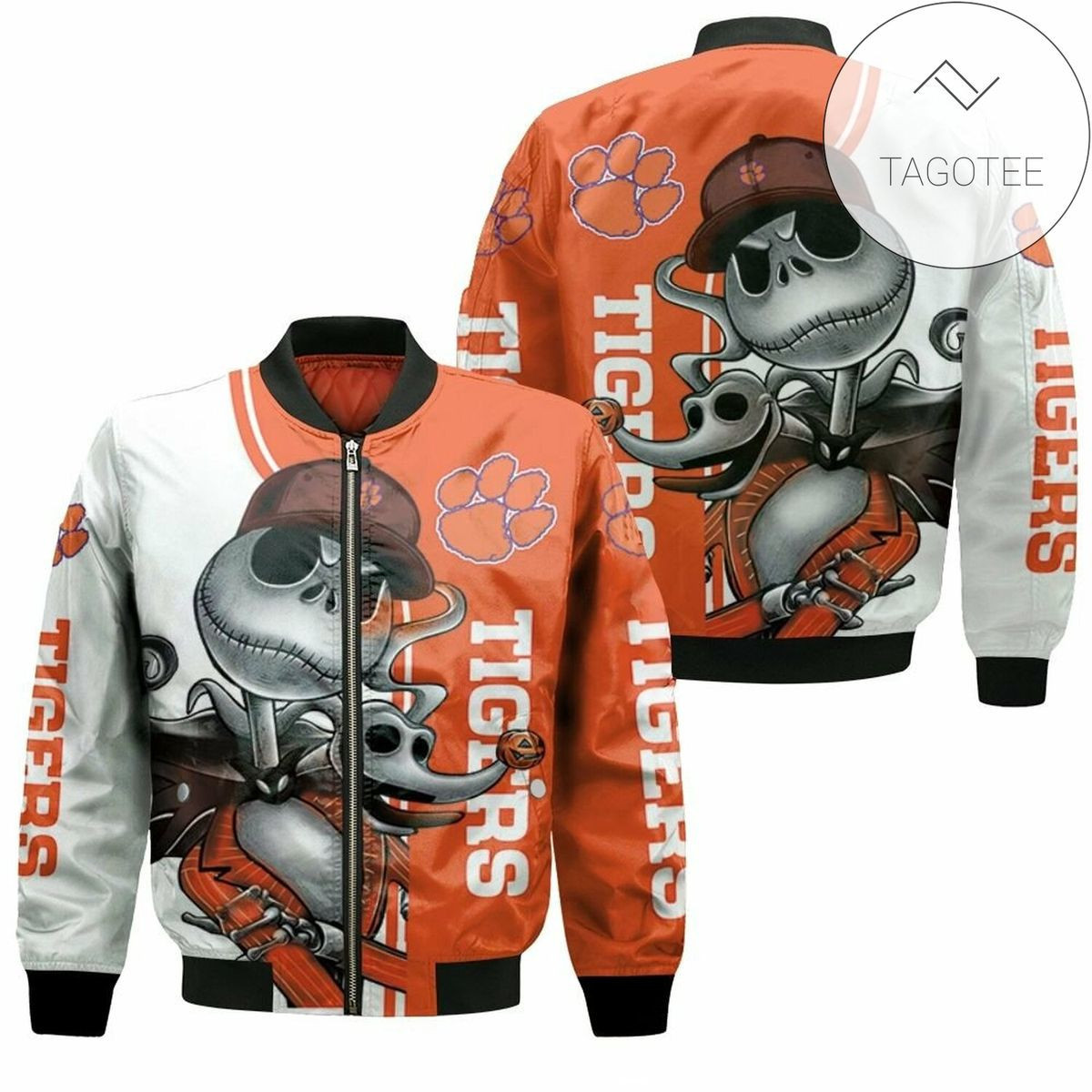 Clemson Tigers Jack Skellington And Zero Bomber Jacket
