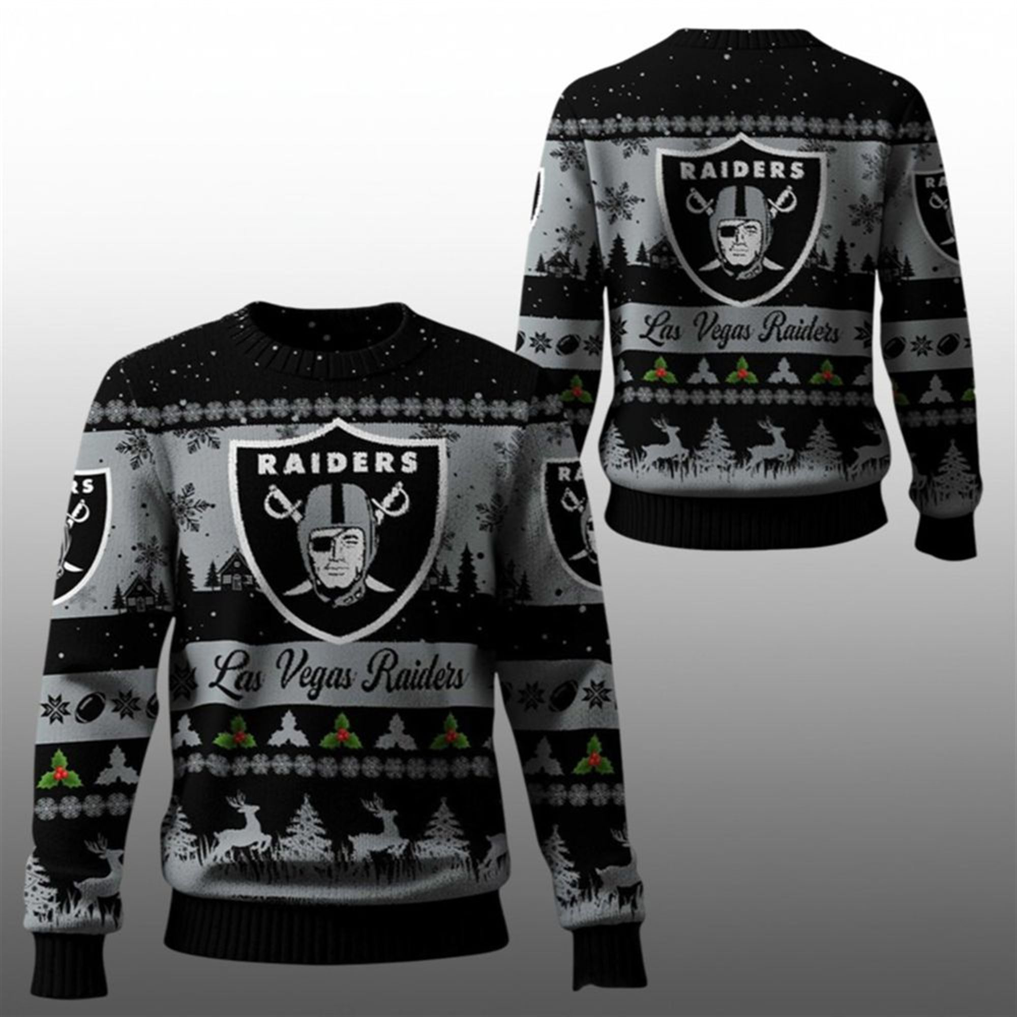 2025 Christmas Raiders Festive Reindeer Tree Ugly Sweater