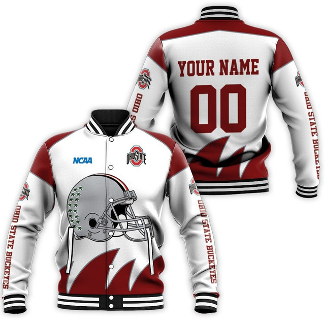 Ohio State Buckeyes Custom Name Number White Baseball Jacket