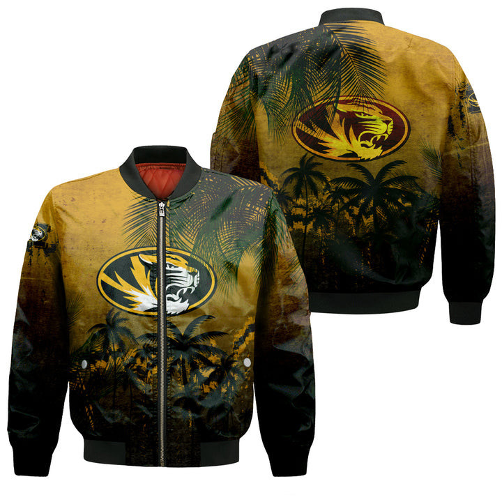 Missouri Tigers Black Coconut Tree Gold Bomber Jacket