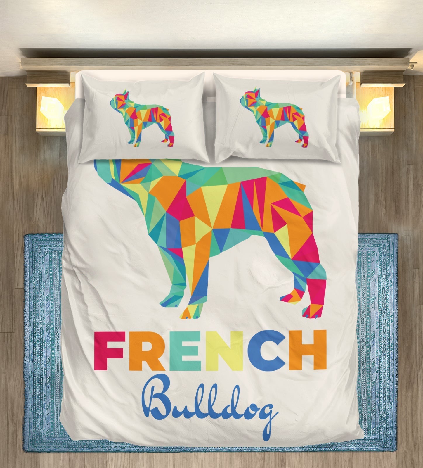 Dog Bedding Set Polygon French Bulldog Graphic Duvet Covers