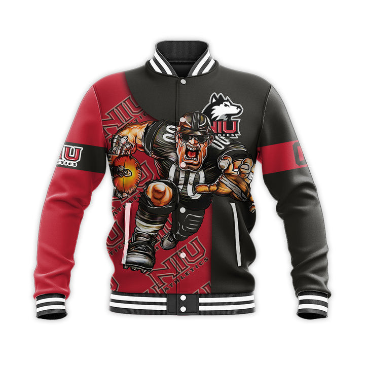 Northern Illinois Huskies Custom Number Red Black Baseball Jacket