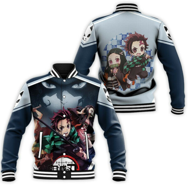 Kimetsu No Yaiba Teamup Kanjiro Nezuko Inosuke Gift Lover Baseball Jacket 498