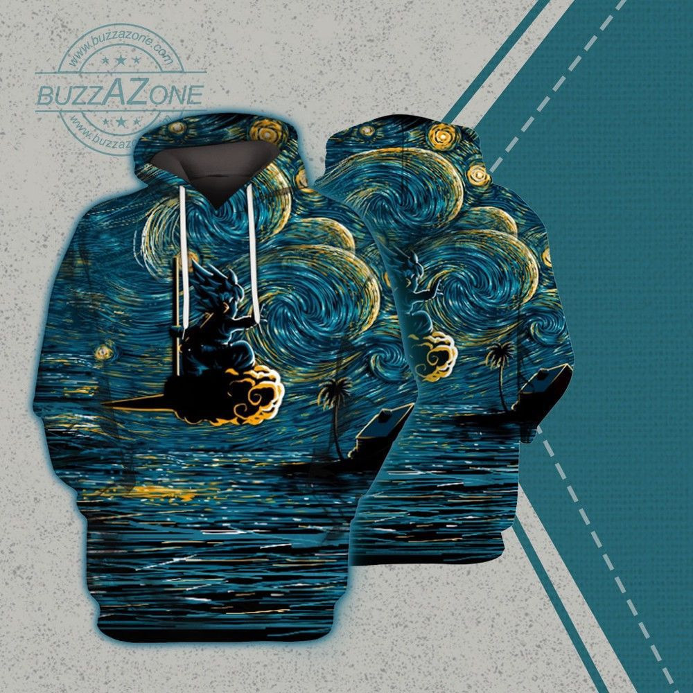 Songoku Kame House Starry Night 3D All Over Print Hoodie & Zip Hoodie