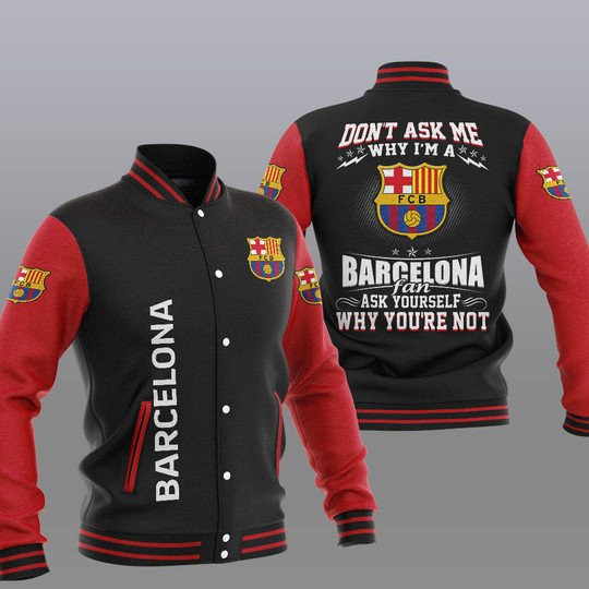 FC Barcelona Black Red Dont Ask Me Baseball Jacket