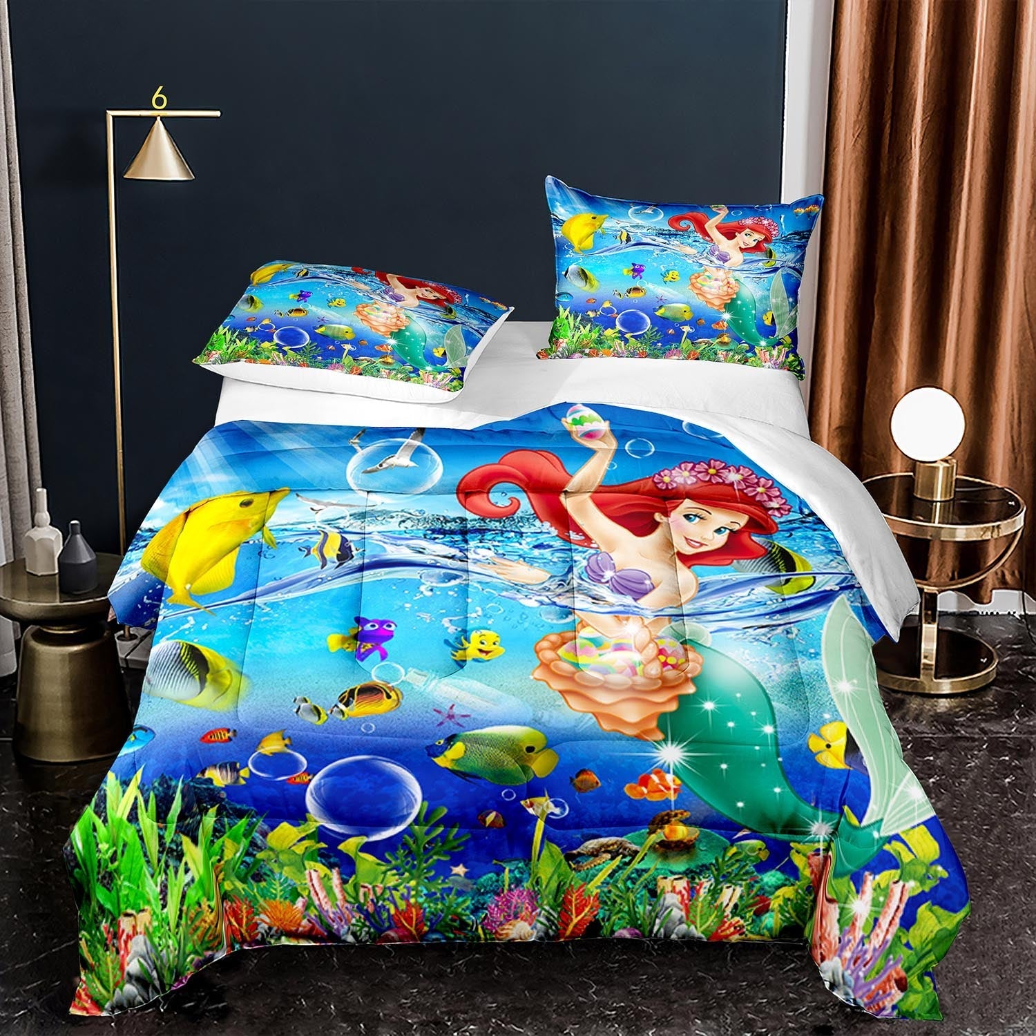 Little Mermaid Bedding Set DN Ariel Around Fishes Duvet Covers