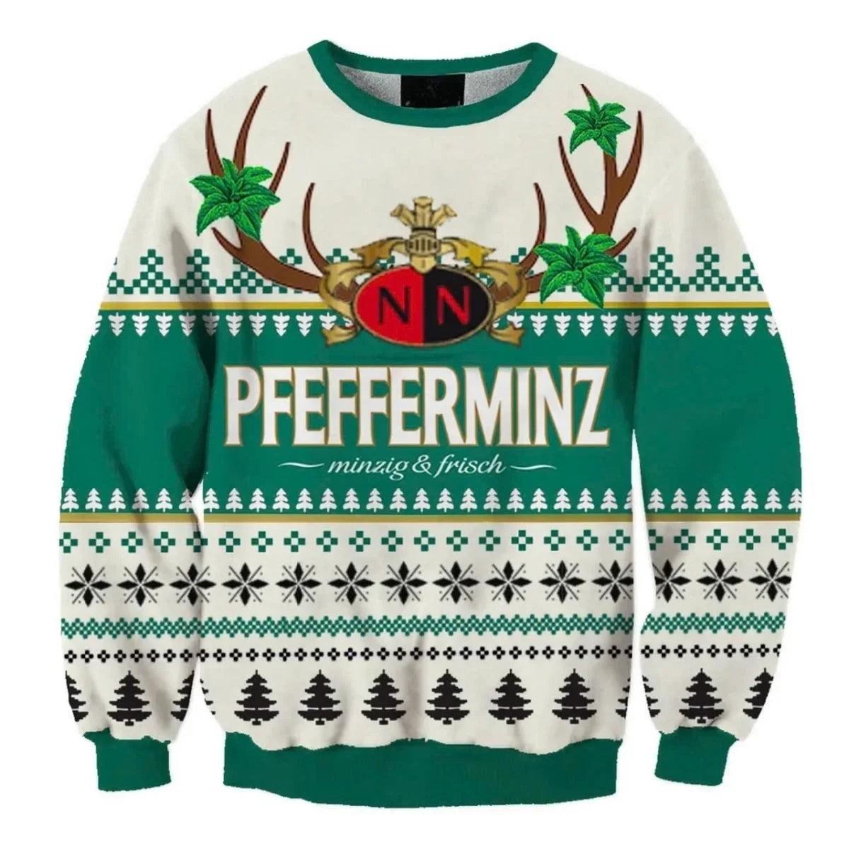 Nordbrand Pfefferminz Christmas Reindeer Ugly Christmas Sweater