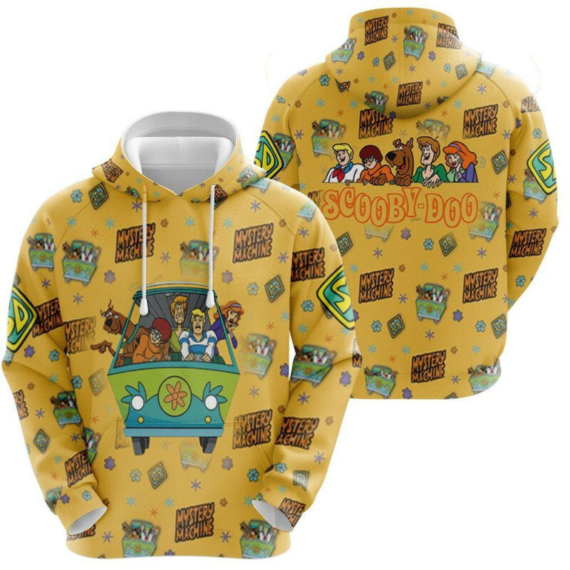 Scooby Doo Run Team On Mystery Machine Yellow 3d Hoodie Zip Hoodie