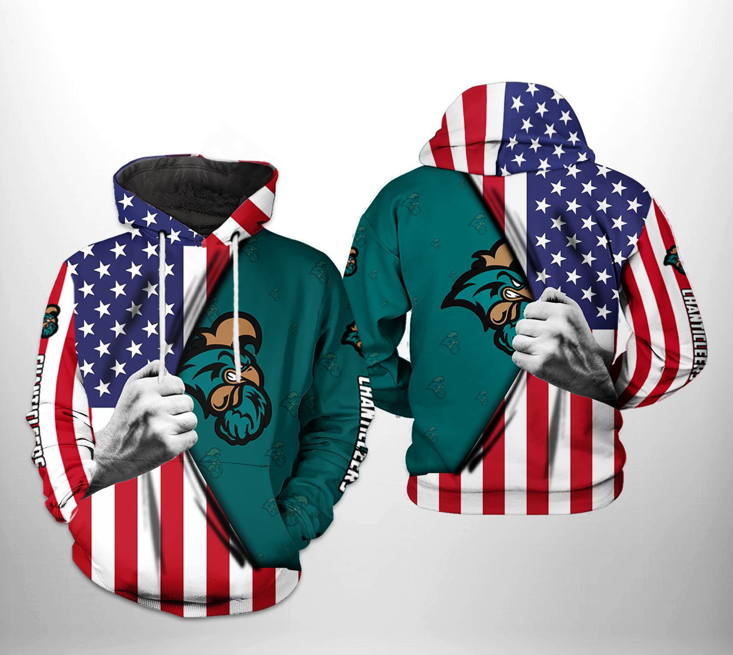 Coastal Carolina Chanticleers US FLag 3D All Over Print Hoodie & Zip Hoodie