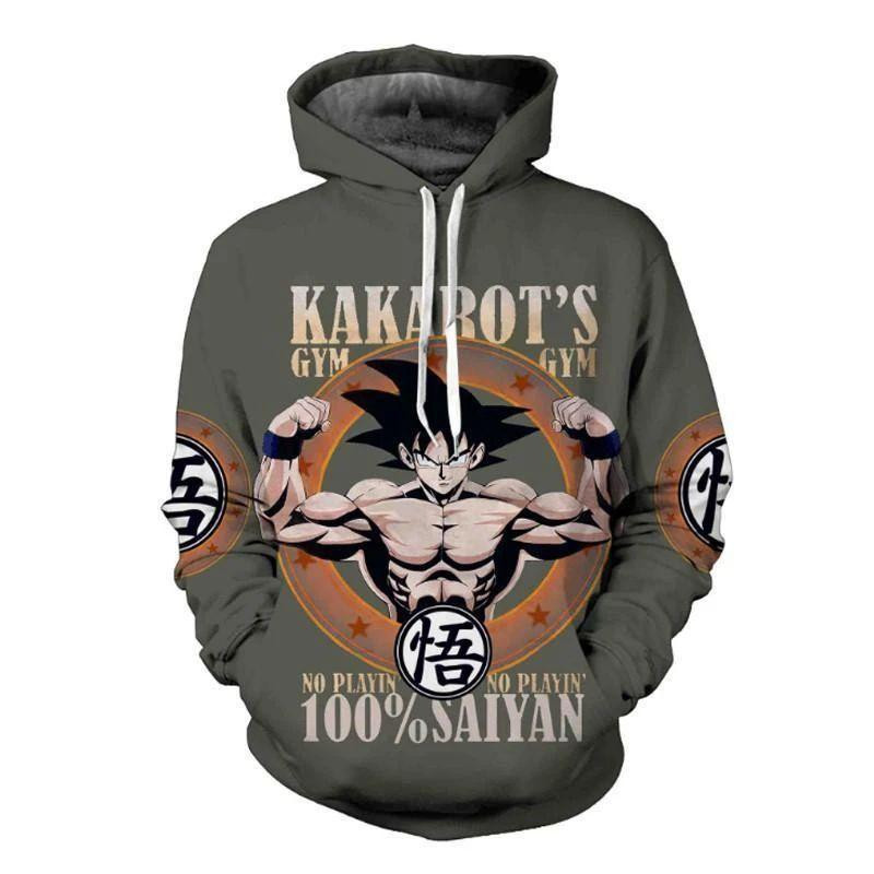 Dragon Ball Hoodie Goku Hoodie Kakarot’s Gym 100 Percent Saiyan Goku Grey Hoodie Goku 3d Hoodie Zip Hoodie