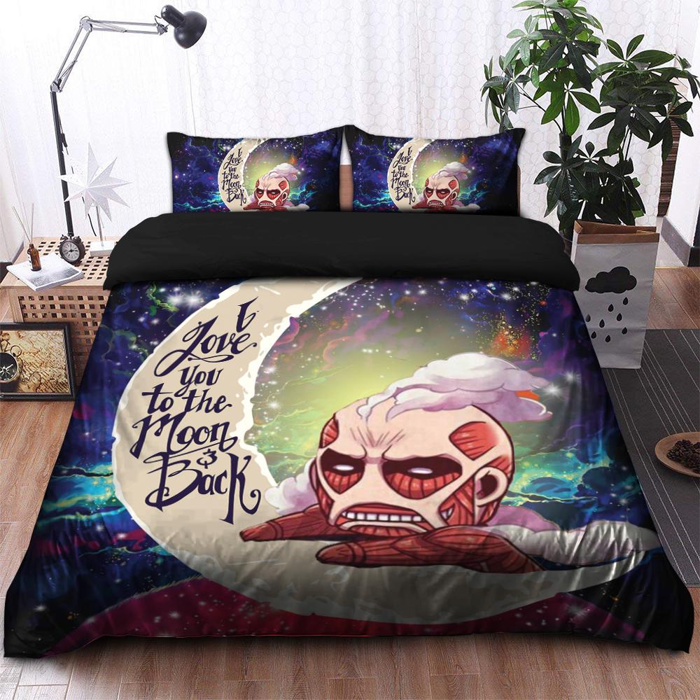 Attack On Titan Bedding Set Love You To The Moon Galaxy Duvet Covers