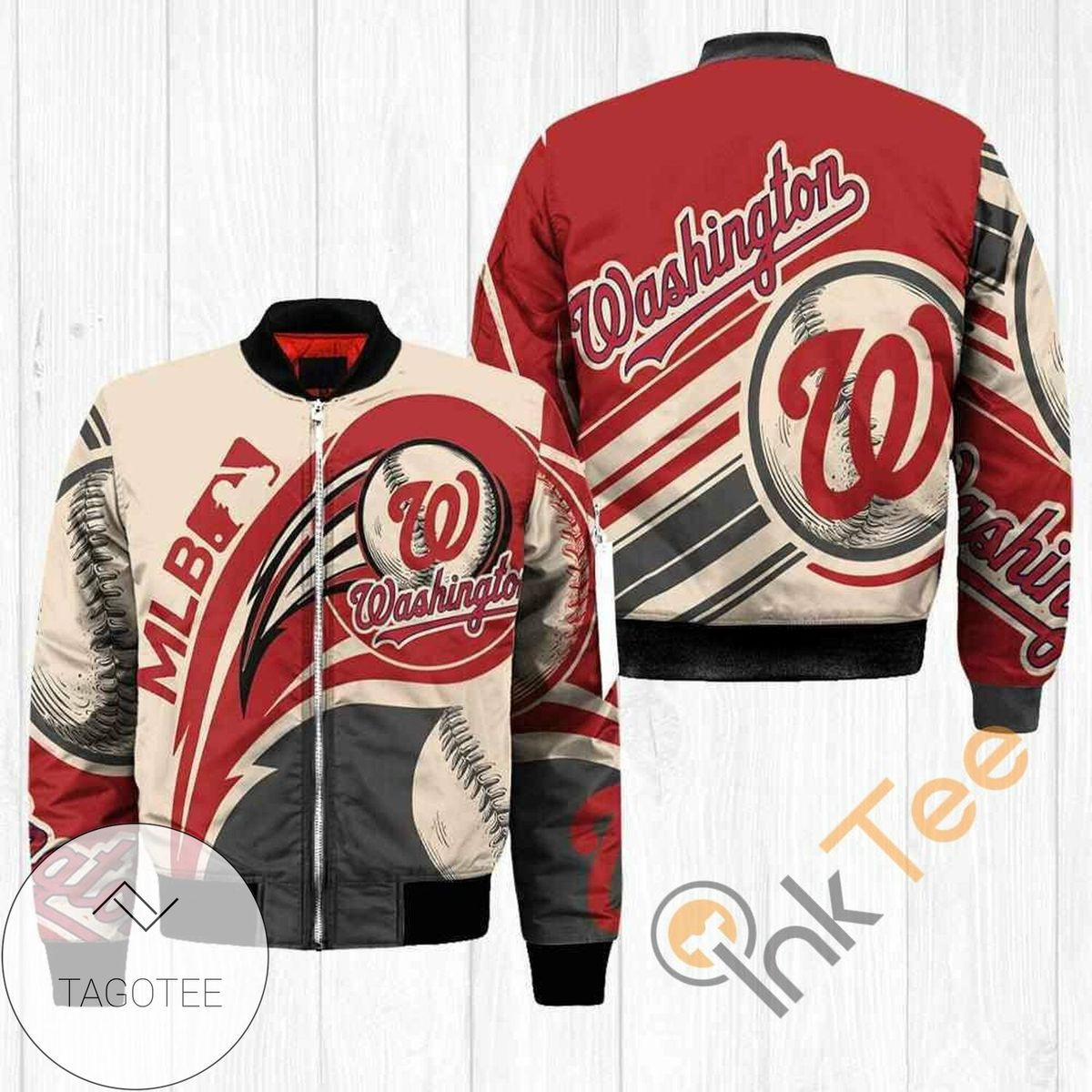 Washington Nationals Red Gray Bomber Jacket