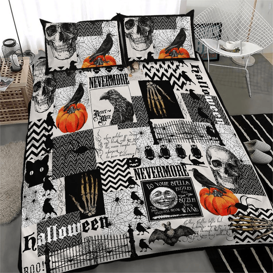 Halloween Bedding Set Nevermore Halloween Pumpkin Crow Duvet Covers