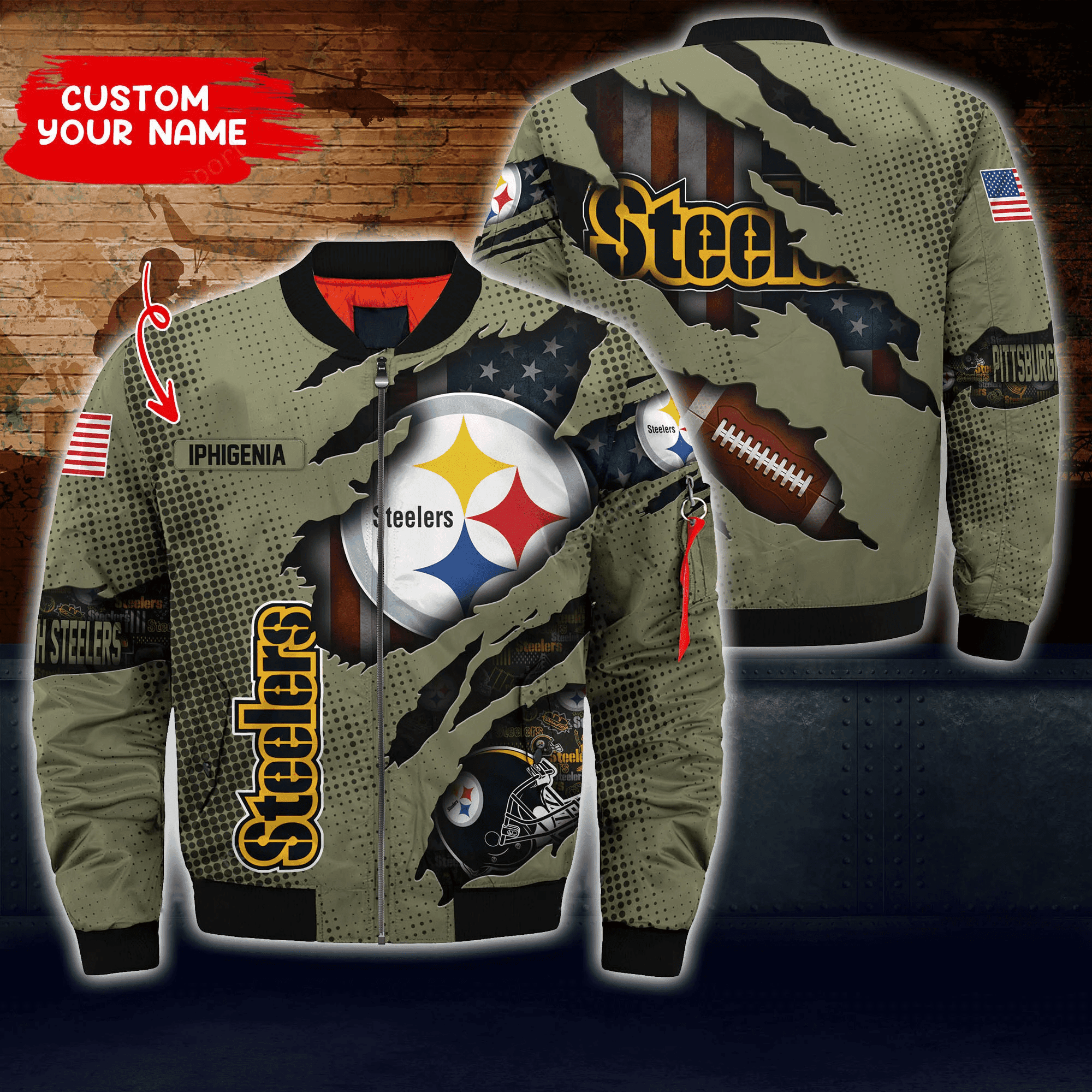 Pittsburgh Steelers Personalized Thick Bomber Jacket CS65