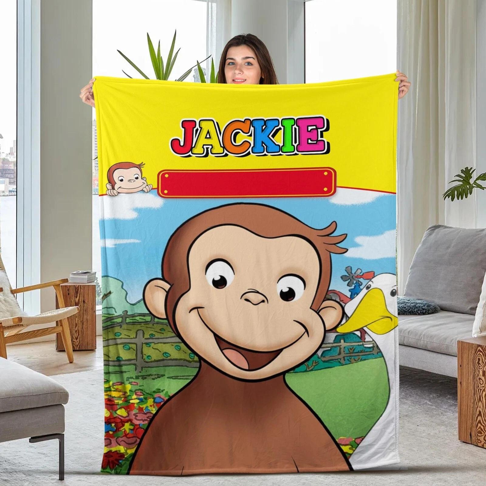 Curious George Blanket Personalized Velveteen Plush Fleece Sherpa Blanket