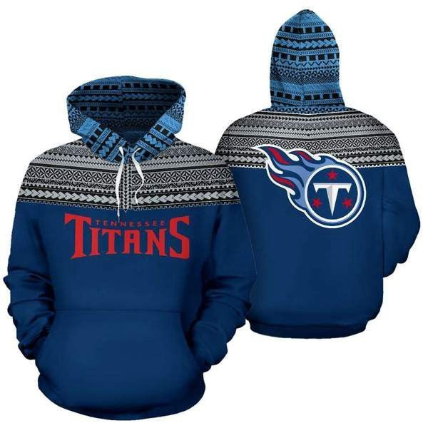 Tennessee Titans Ncaa Football Maori Tattoo Blue White 3D All Over Print Hoodie & Zip Hoodie