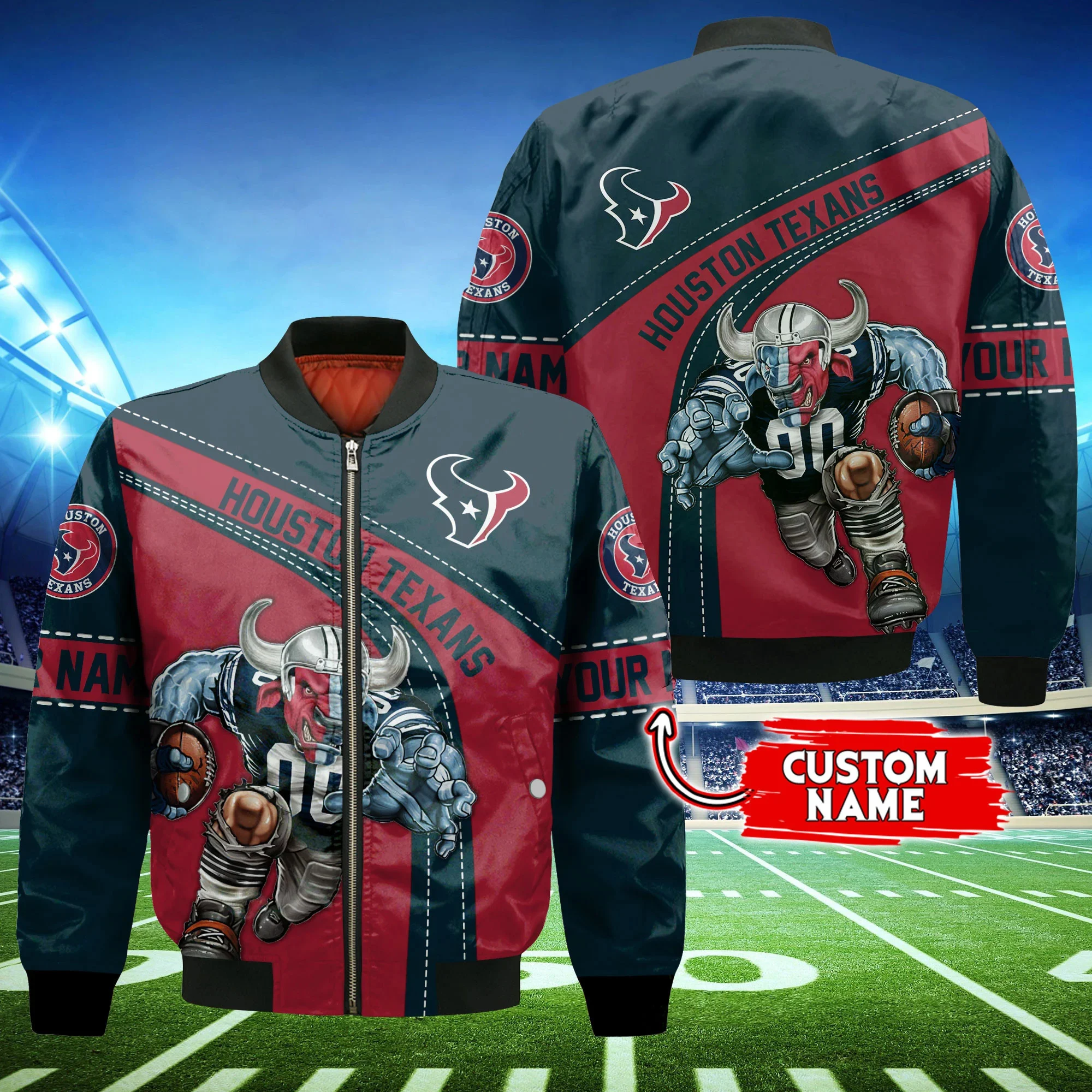 Houston Texans Personalized Thick Bomber Jacket CS120