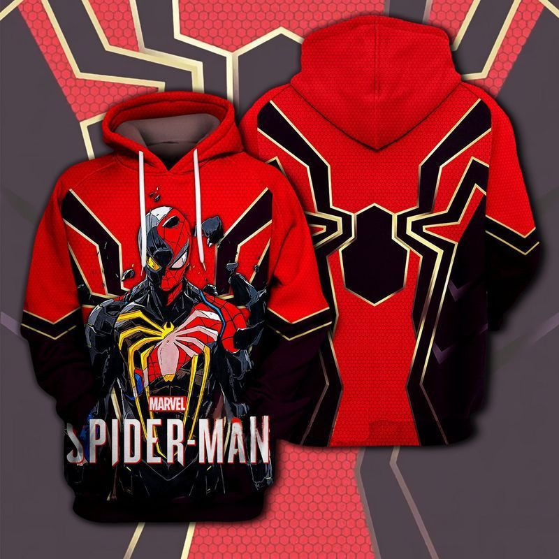 Spider Red In Black Over Print 3d Hoodie Zip Hoodie