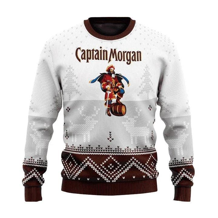 Personalized Captain Morgan Winter Reindeer Ugly Christmas Sweater