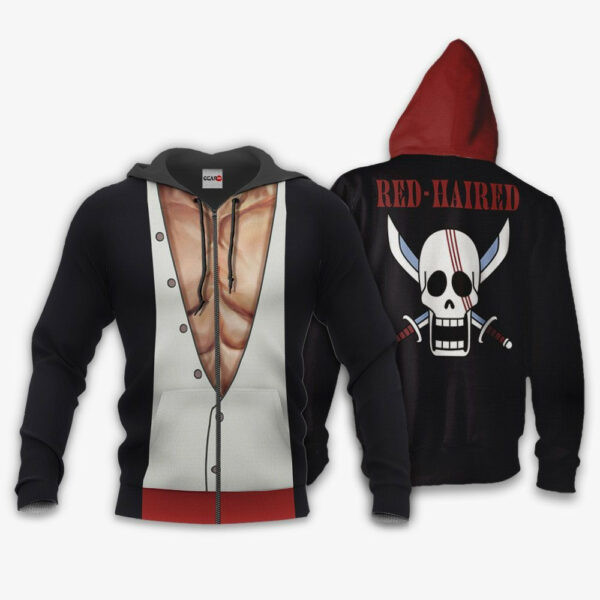 Red Haired One Piece Shank Costume Anime 3k269 Cartoon 3d Hoodie Zip Hoodie 2572