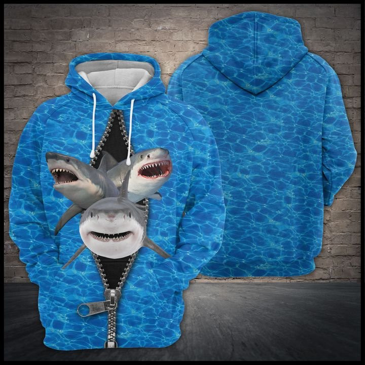Three Sharks 3D All Over Print Hoodie & Zip Hoodie