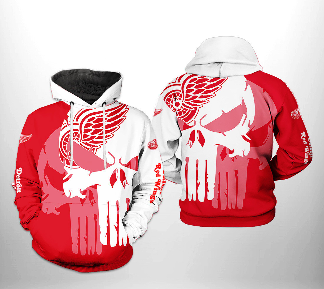 Detroit Red Wings Team Skull 3D All Over Print Hoodie & Zip Hoodie