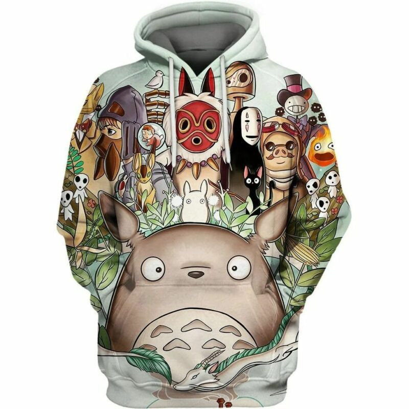A Tribute Of Studio Ghibli Totoro Spirited Away Howl's Moving Castle Over Print 3d Hoodie Zip Hoodie