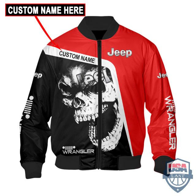 Jeep Wrangler Skull Custom Name Bomber Jacket