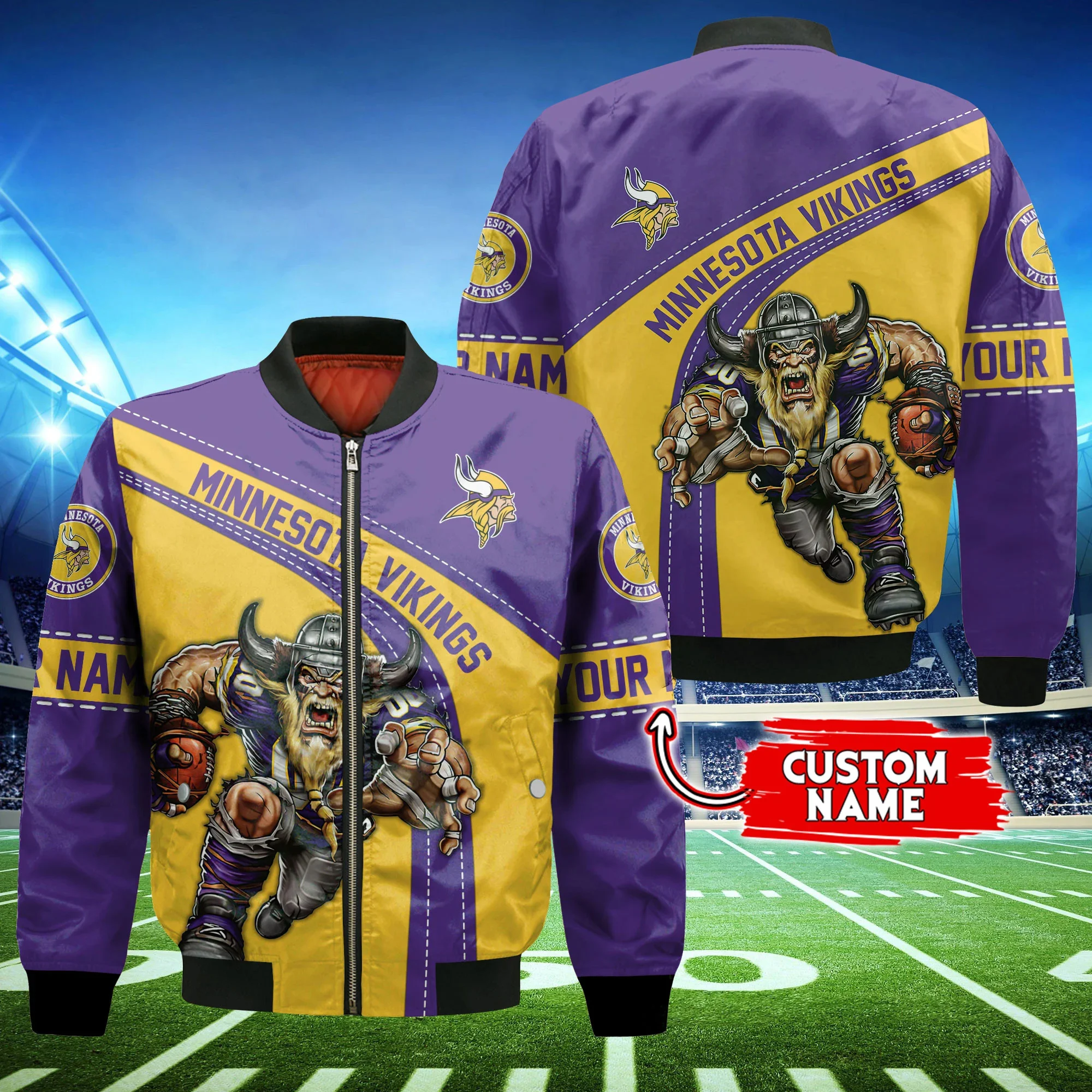 Minnesota Vikings Personalized Thick Bomber Jacket CS128
