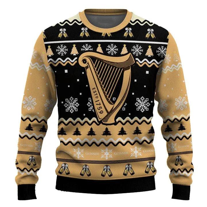 Personalized Guinness Pine Tree Snowing Ugly Christmas Sweater
